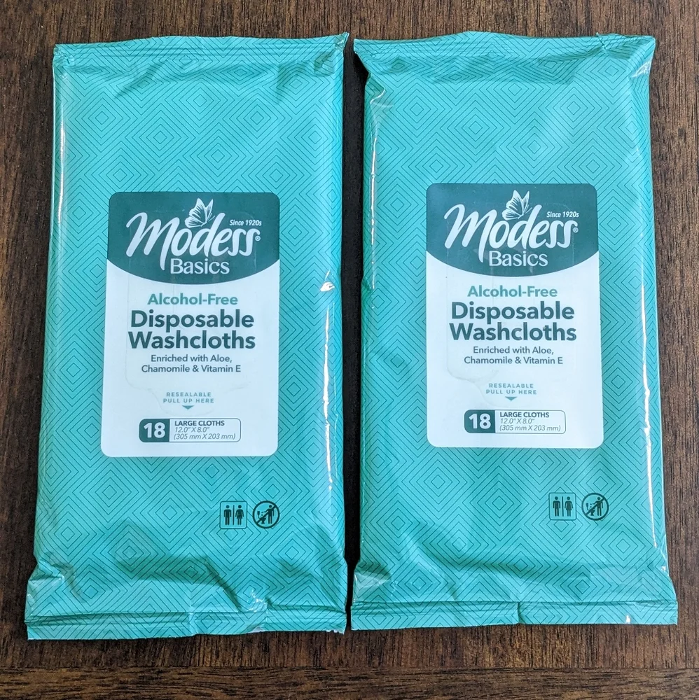 Modess Basics Adult Alcohol Free Large Disposable Washcloths, 12